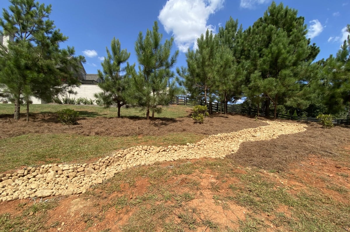 Natural Stream Solutions - Dry Creek Bed with Pollinating Flowers
